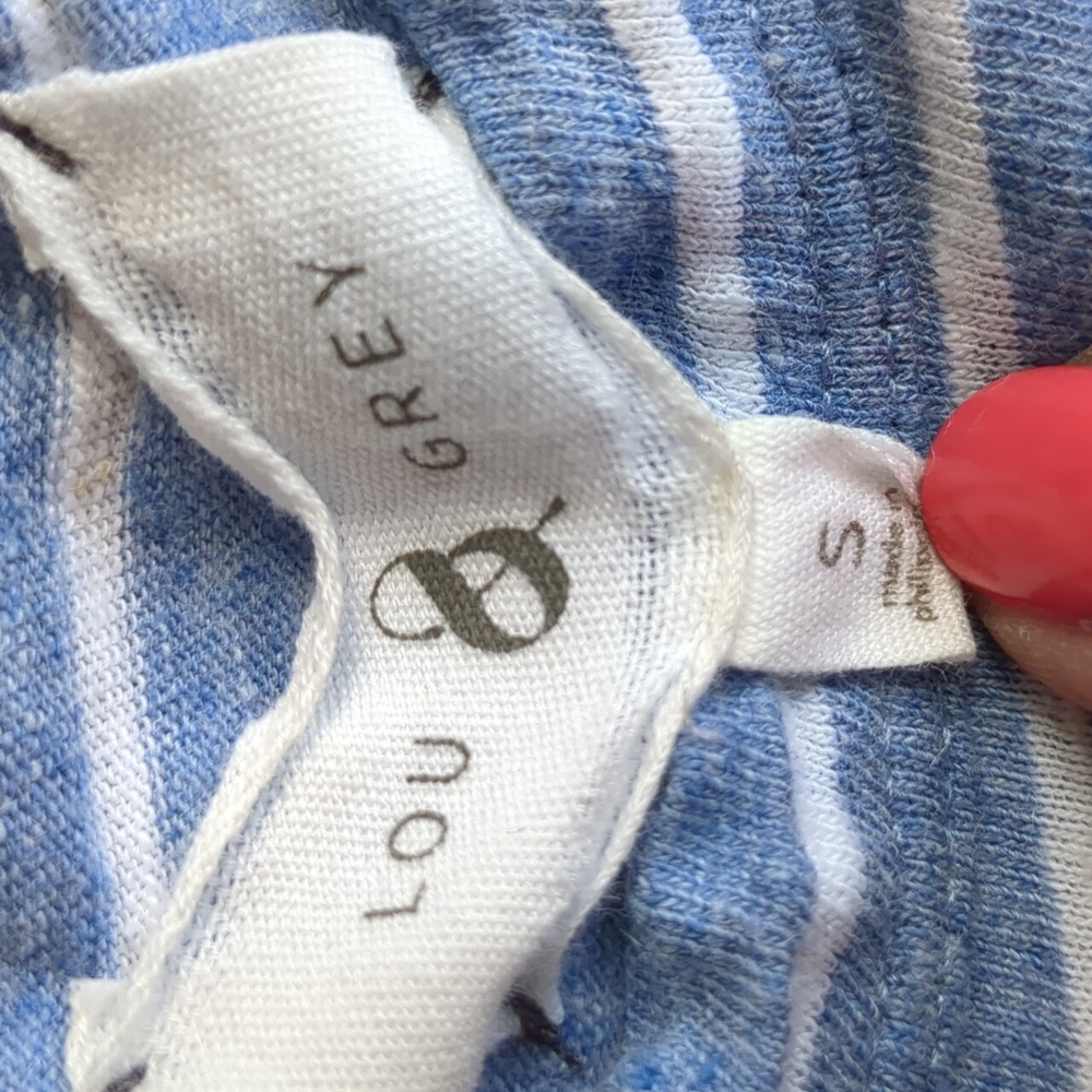 Lou & Grey Linen Blend Light Blue Stripe T Shirt Dress Small - Picture 3 of 8